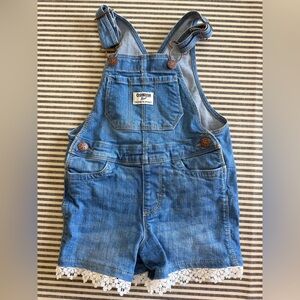 OshKosh B'gosh Blue Denim Lace Trim Overalls Shorts